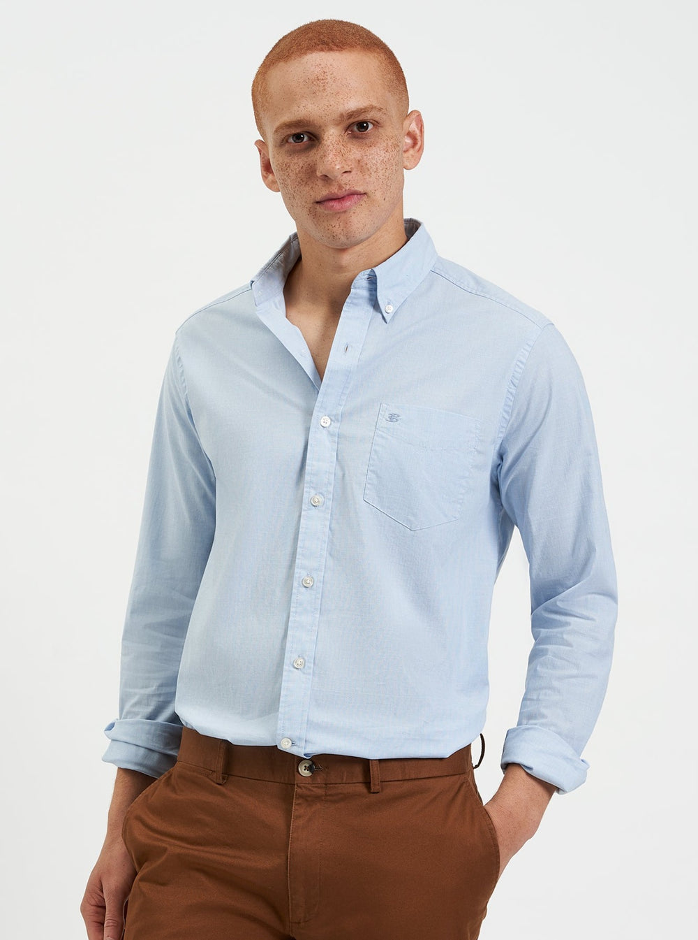 Chemises Ben Sherman Beatnik Wash Long-Sleeve Bleu | BXK-14232449